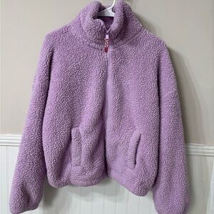 American Eagle Lavender Sherpa Full Zip Jacket